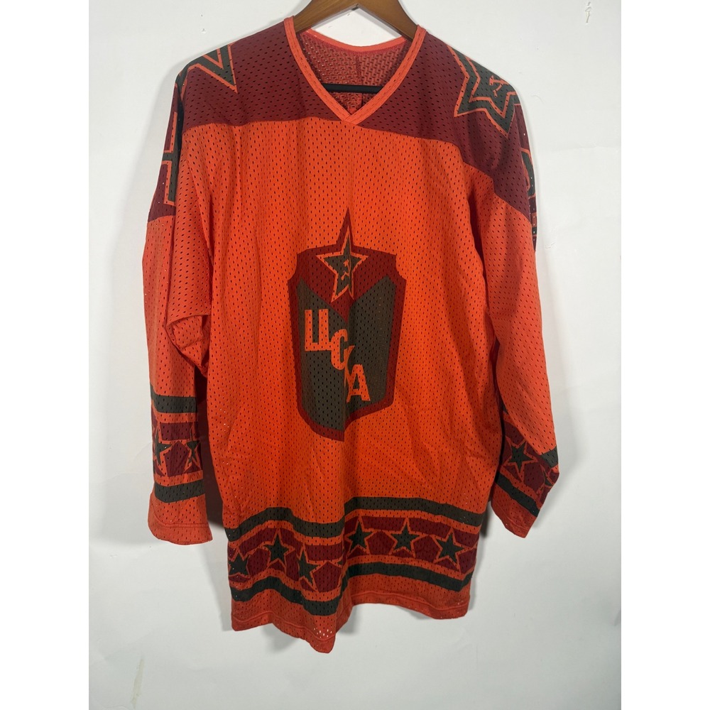 Vintage CCCP Soviet Union Hockey Jersey Makarov 24 Orange Mesh Mens XL Retro